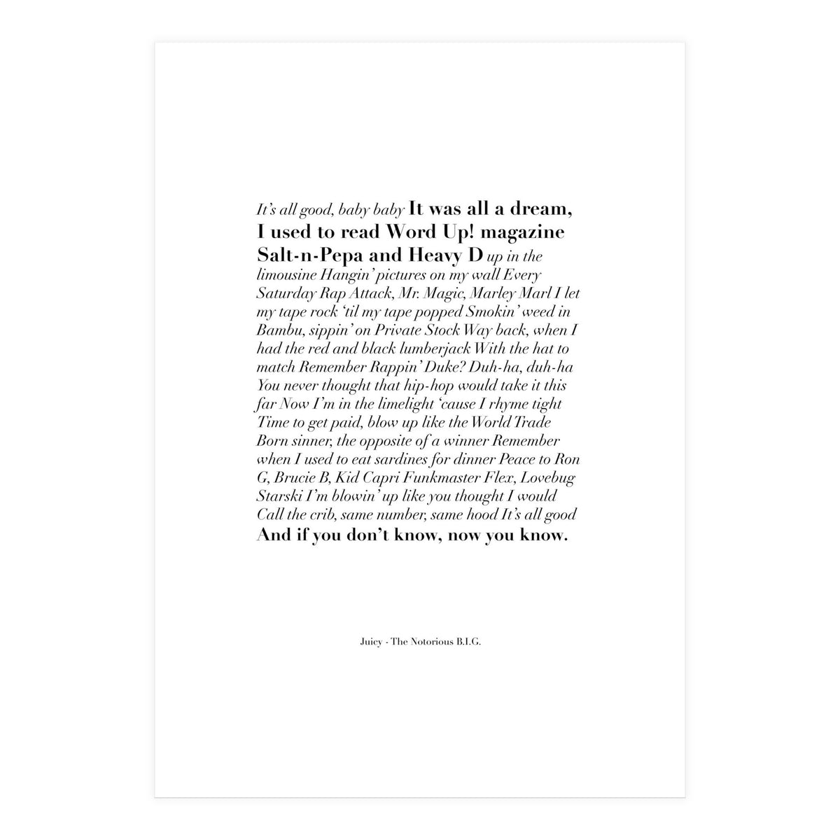 Biggie Juicy Lyrics (Print Only)