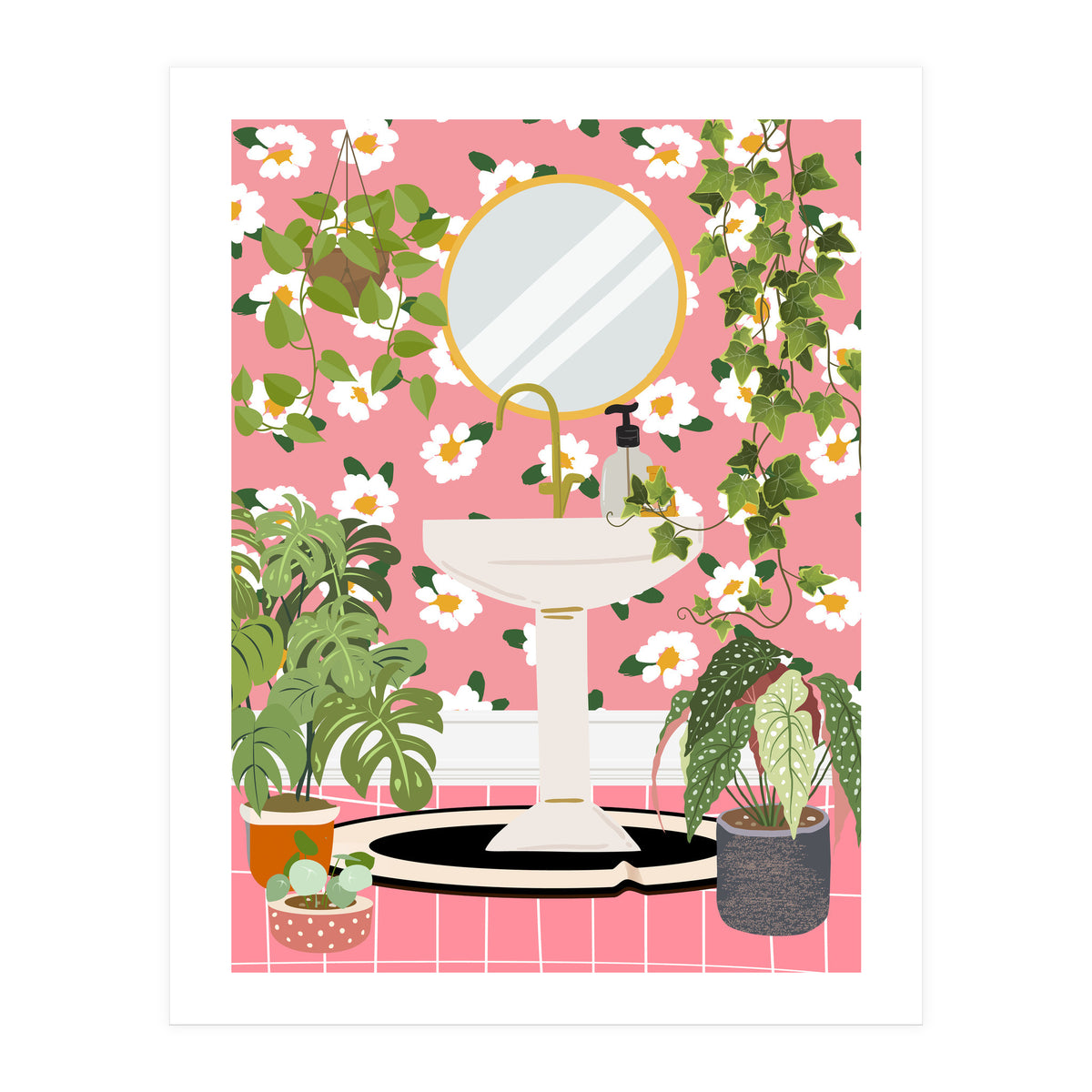 Sink in Boho Jungle Bathroom (Print Only)