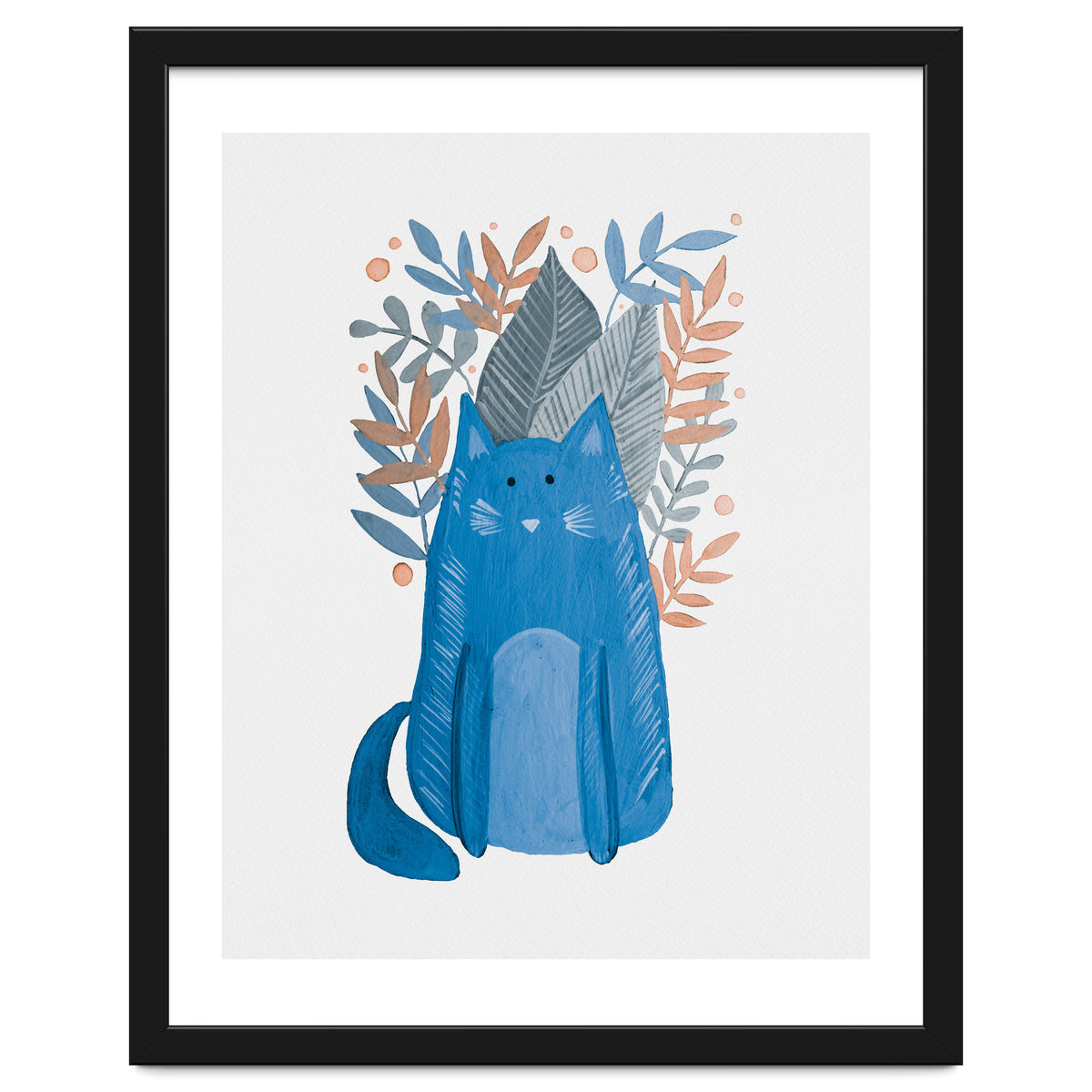 Cute blue cat and branches