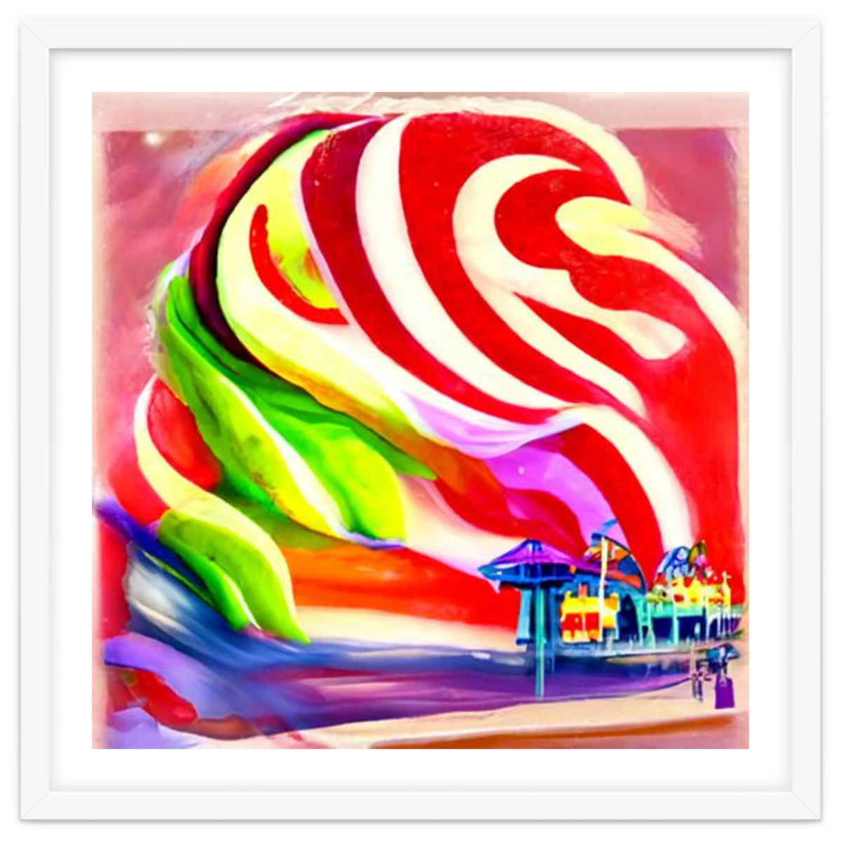 Santa Monica Pier swirly Candy AI Art