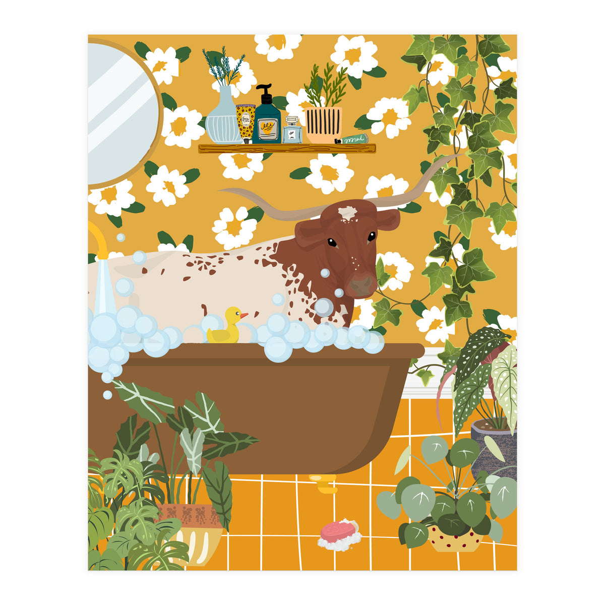 Texas Longhorn in My Bathtub (Print Only)