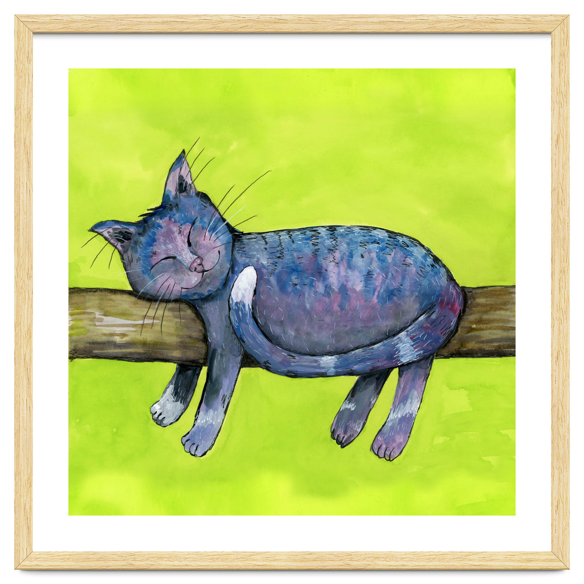 Sleeping cat in purpe