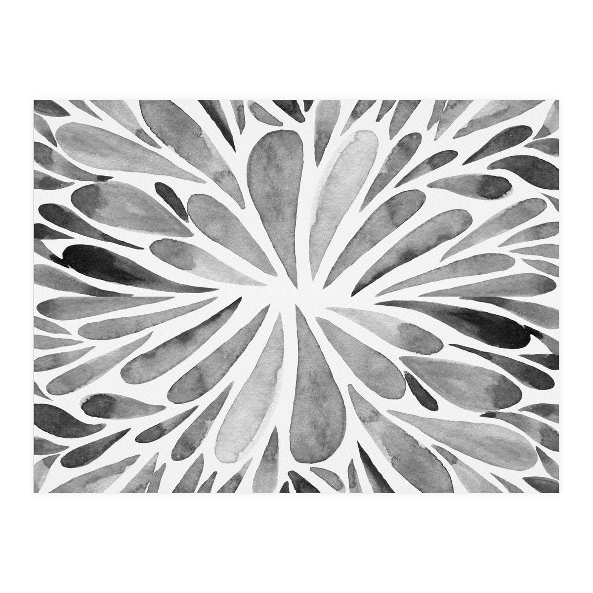 Retro abstract floral - black and white (Print Only)