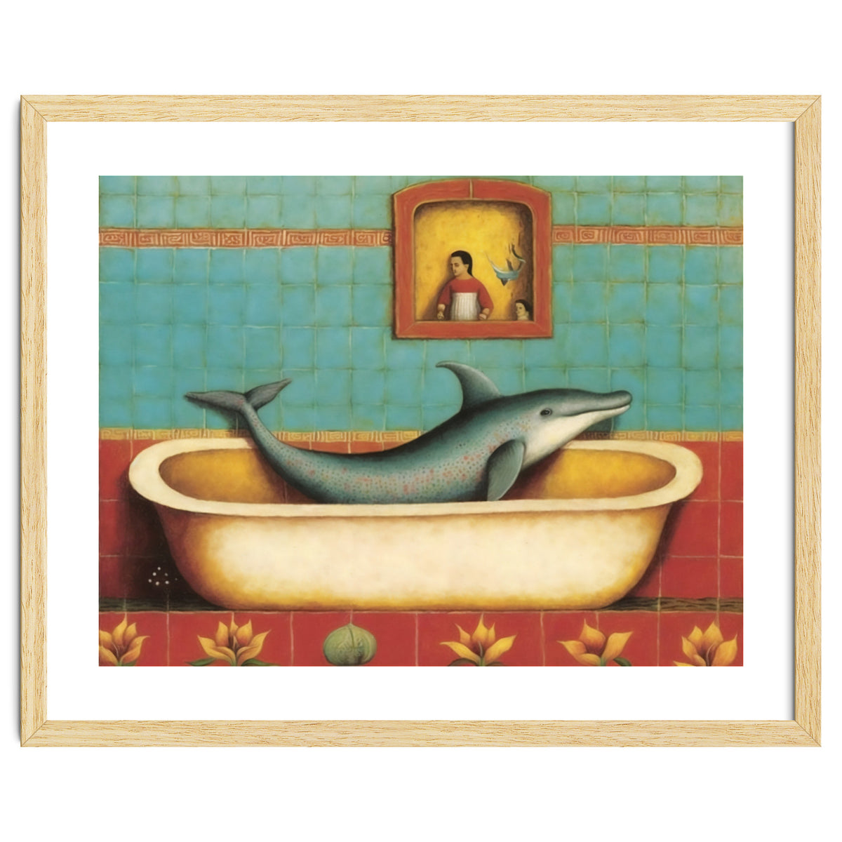 Dolphin In A Bath Folk Art