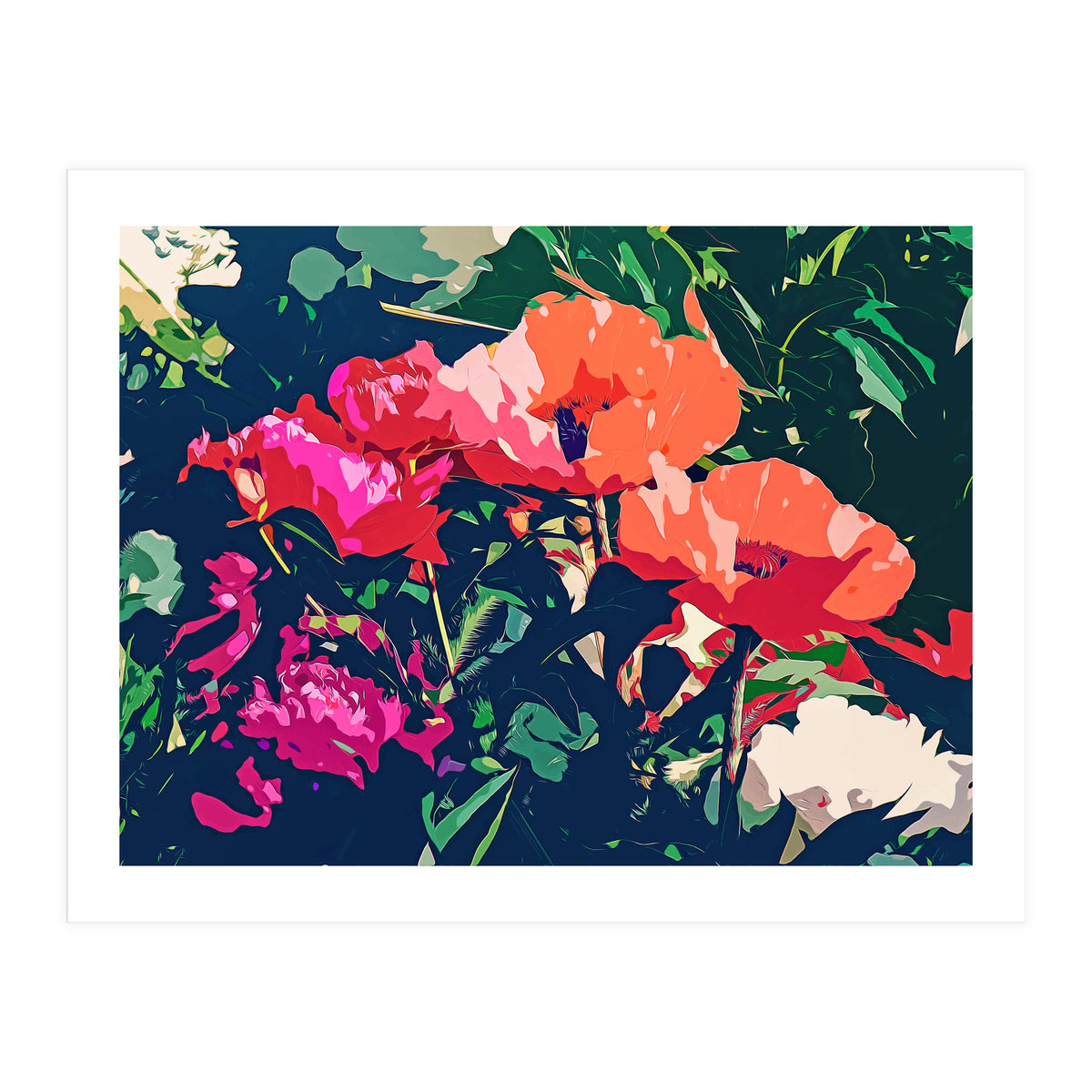 Where Darkness Blooms, Dark Floral Botanical Painting, Eclectic Blush Plants Garden Nature Flowers (Print Only)