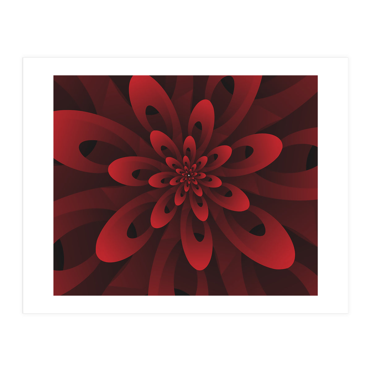 Abstract Digital Modern Red Floral 3D ART (Print Only)