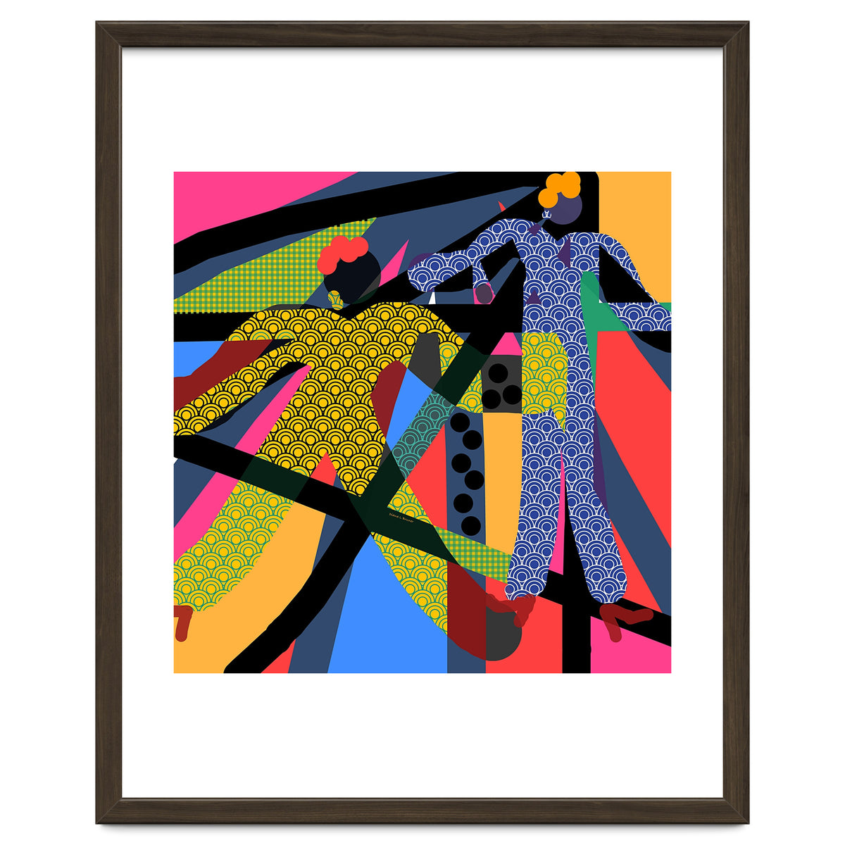 LADIES WEARING YELLOW AND BLUE PATTERNS