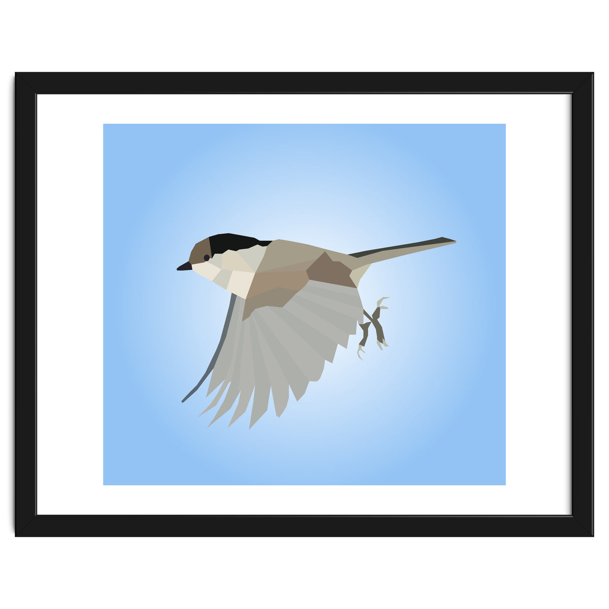 Willow Tit Bird Low Poly Art