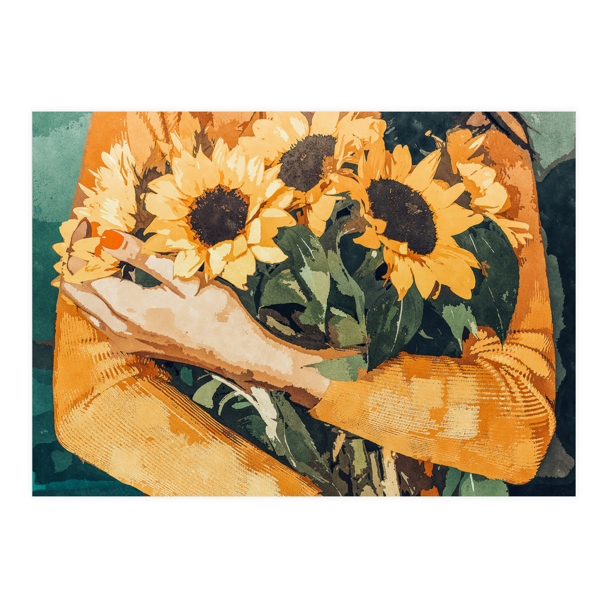 Holding Sunflowers (Print Only)