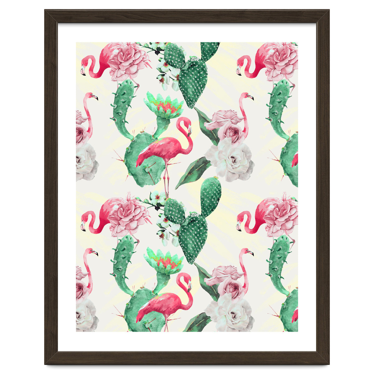 Flamingos, geometric and flowers