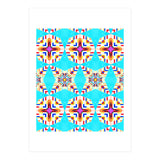 Exotic Tiles, Moroccan Teal Kaleidoscope Pattern, Turkish Bohemian Colorful Culture Eclectic Graphic (Print Only) thumbnail