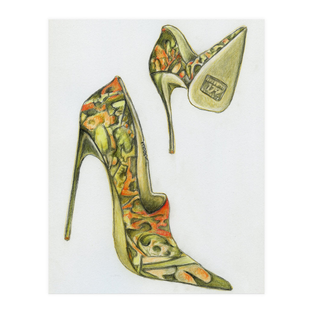 Green stiletto shoes (Print Only)
