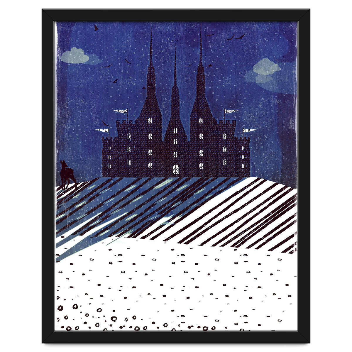 Castle on the hill at night