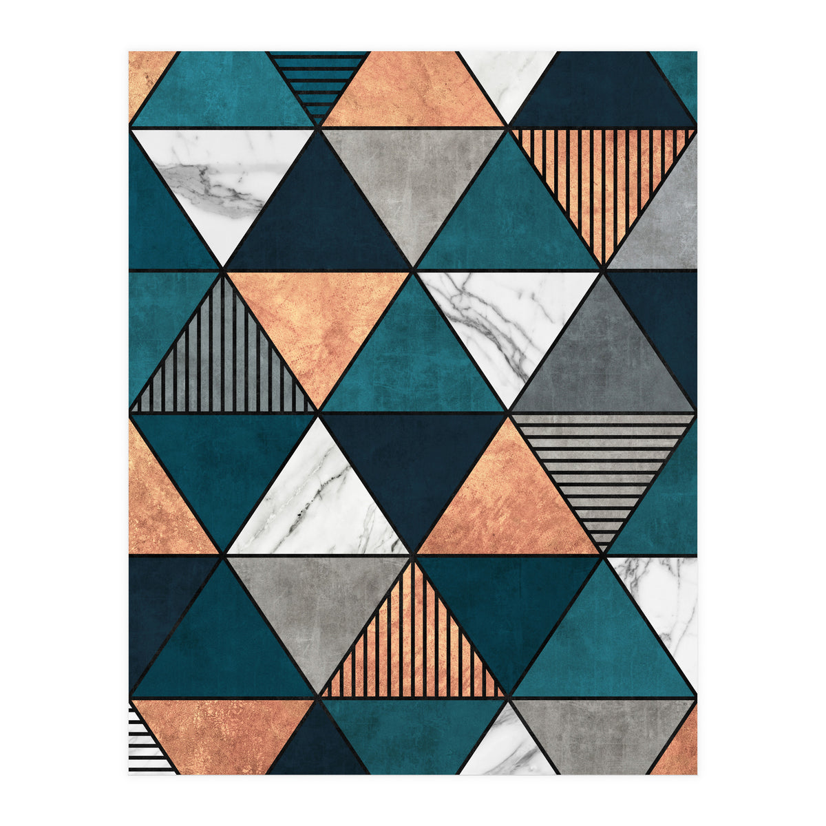 Copper, Marble and Concrete Triangles 2 with Blue (Print Only)