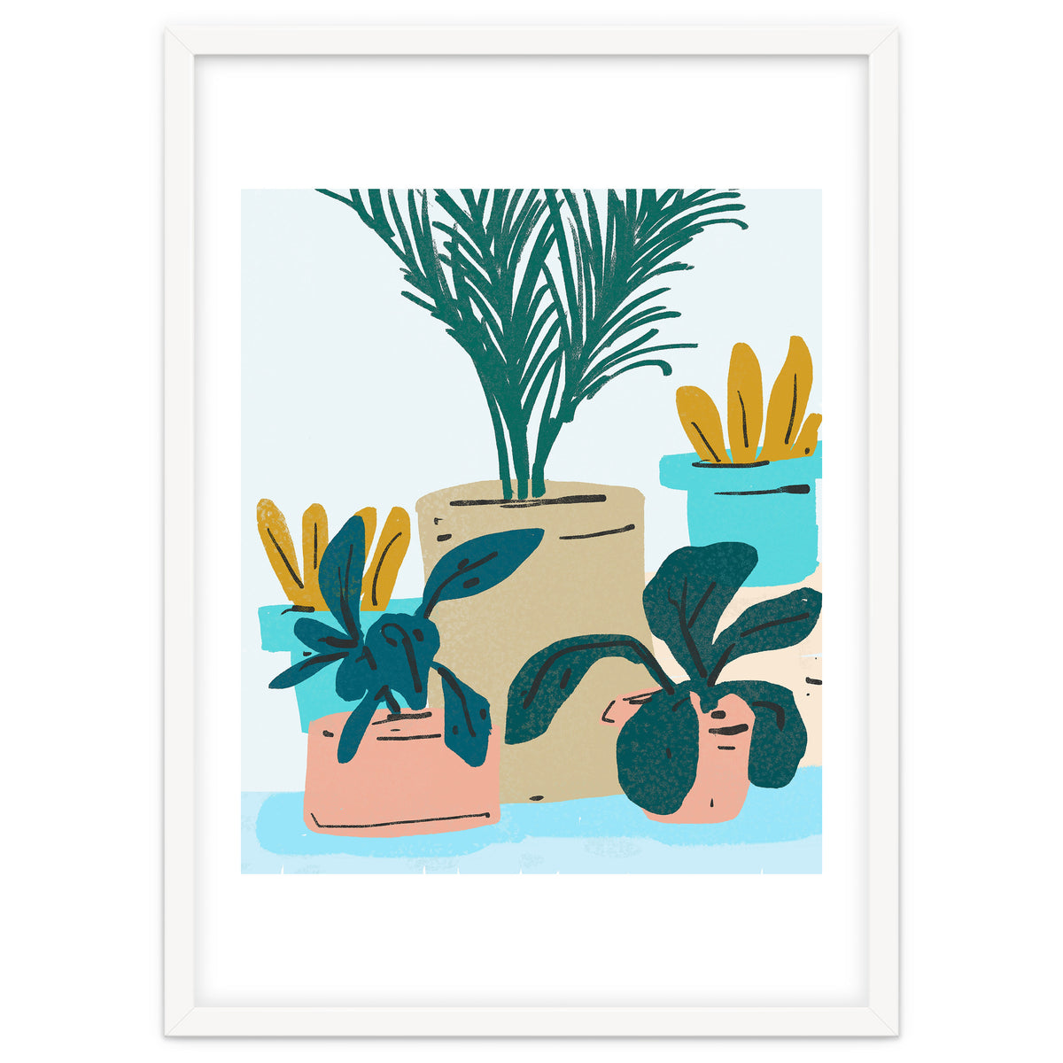 Little House Plants | Pastel Botanical Nature Plant Pots | Bohemian Cute Chic Palm Modern