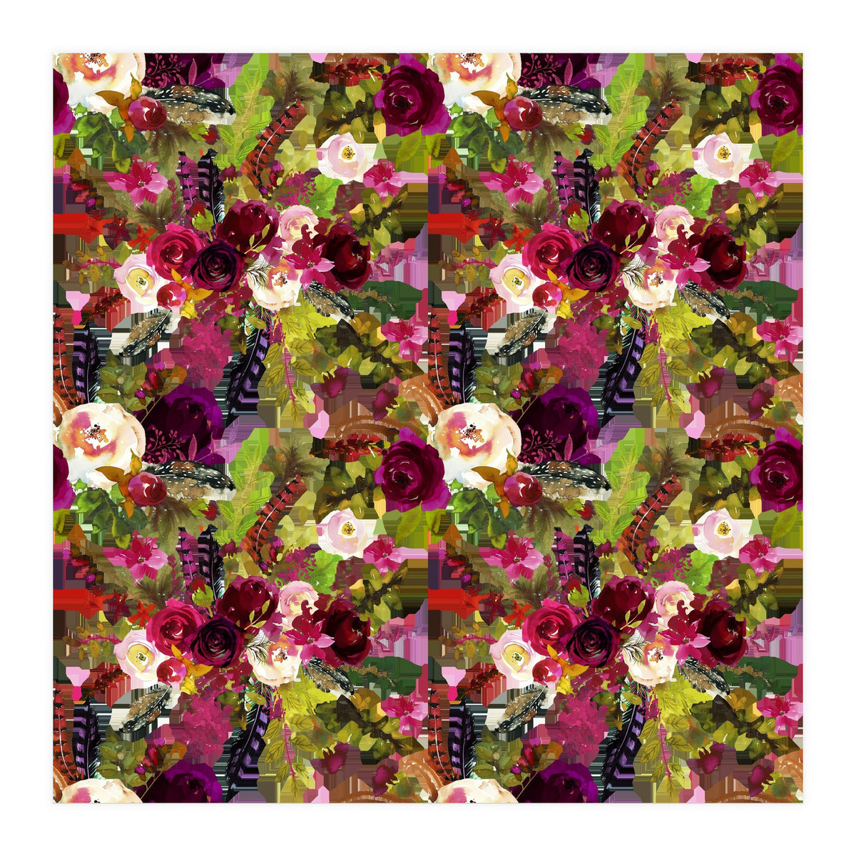 Water Colour Rose Pattern (Print Only)