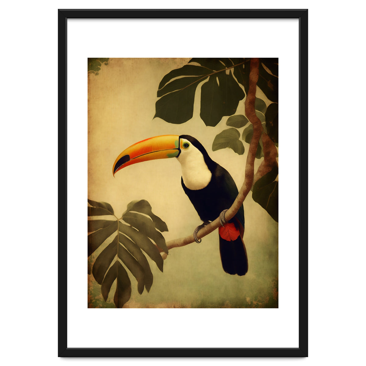 Toucan Vintage Jungle Painting