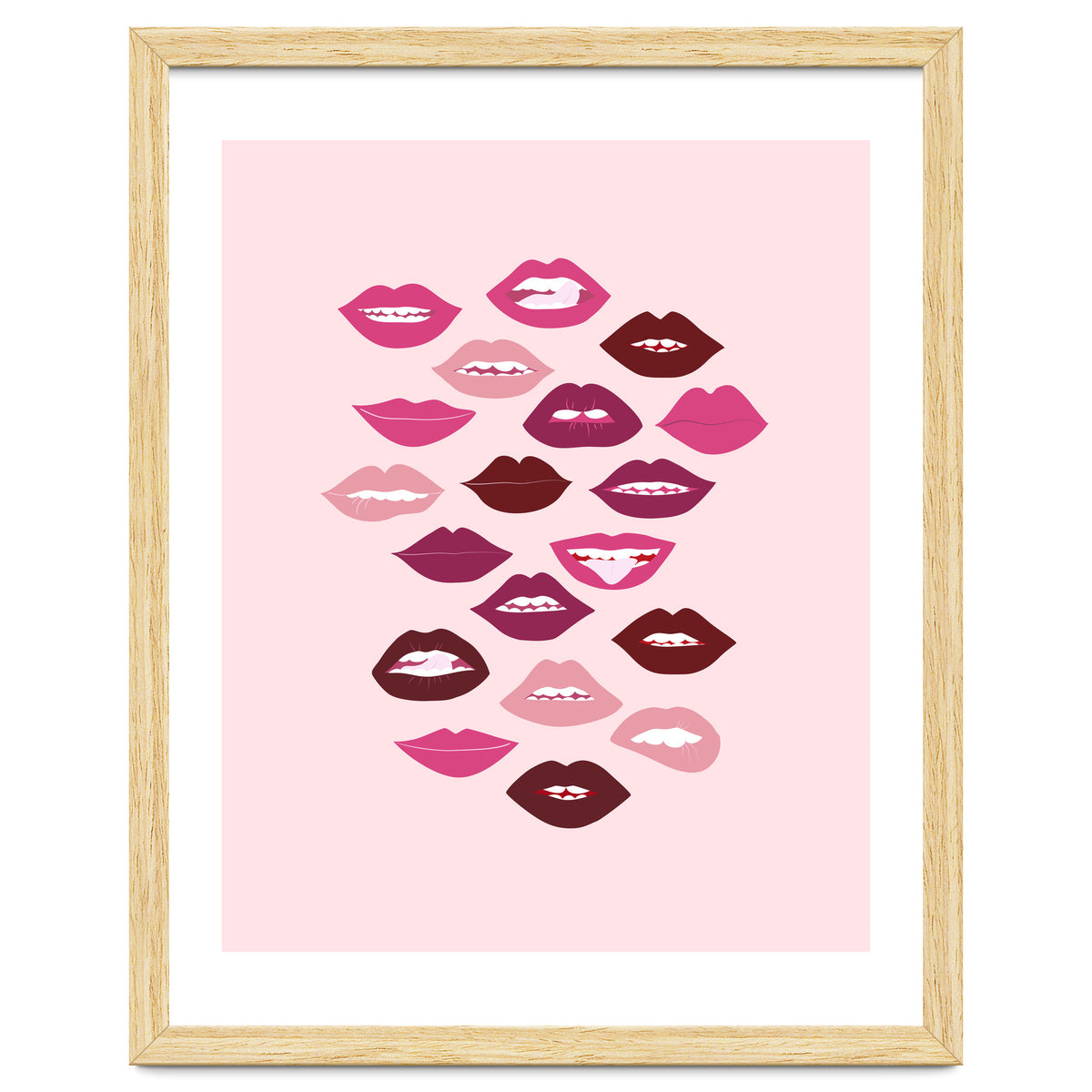 Lips Dark on Pink Background