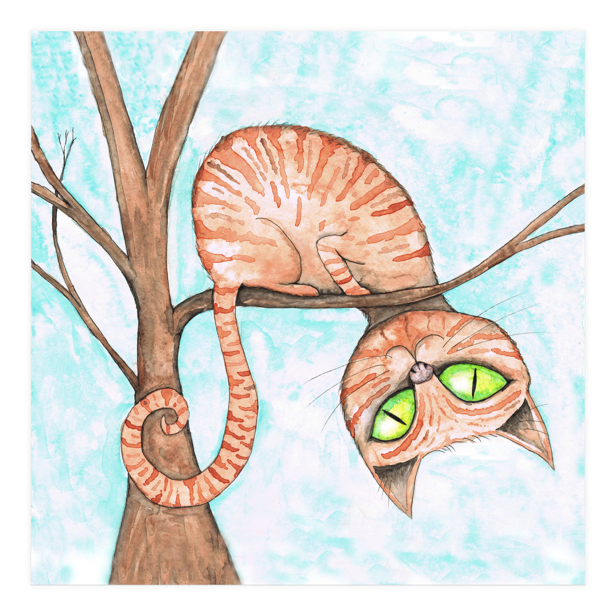 Red cat in a tree (Print Only)