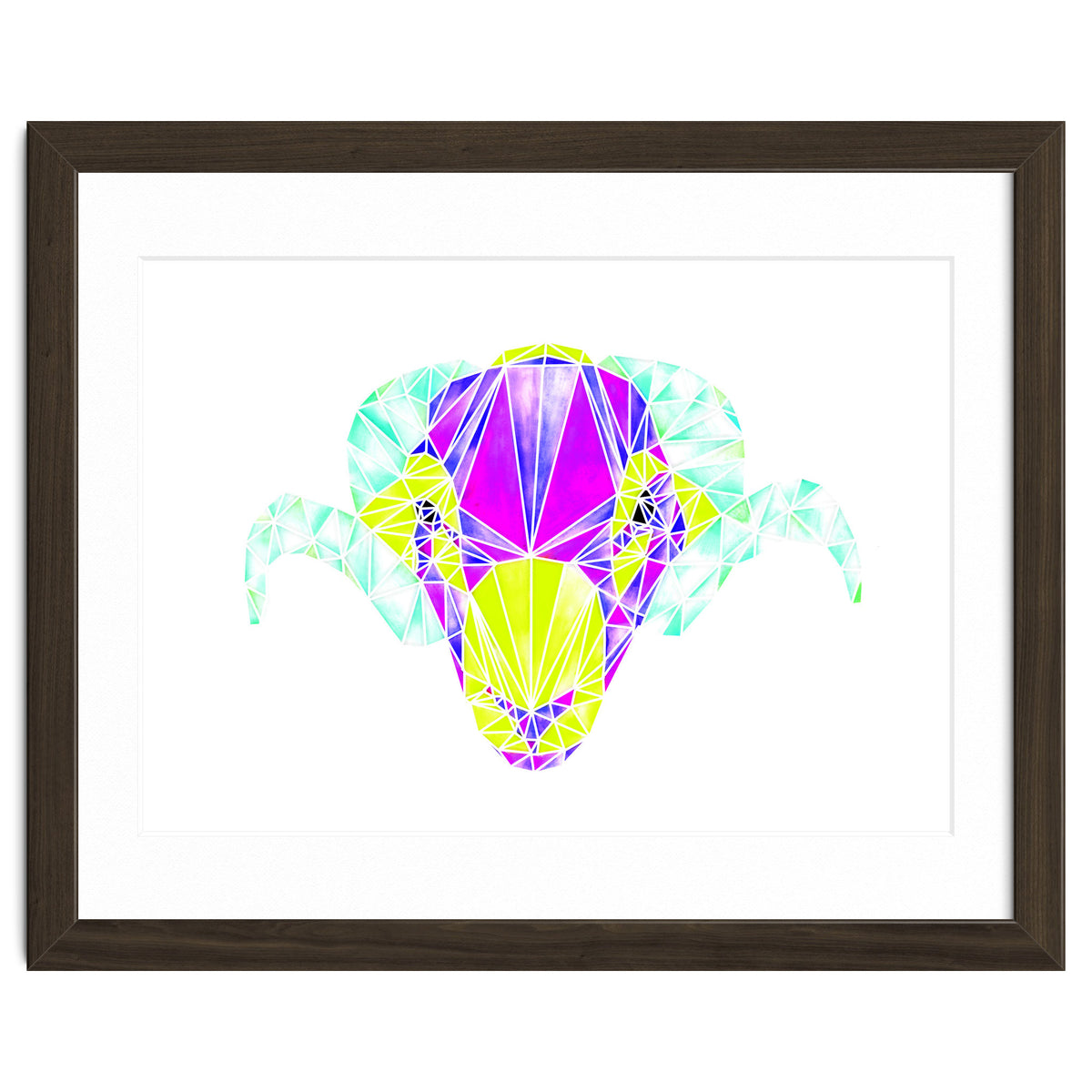 Colourful Geometric Swaledale Sheep Tup with White Lines