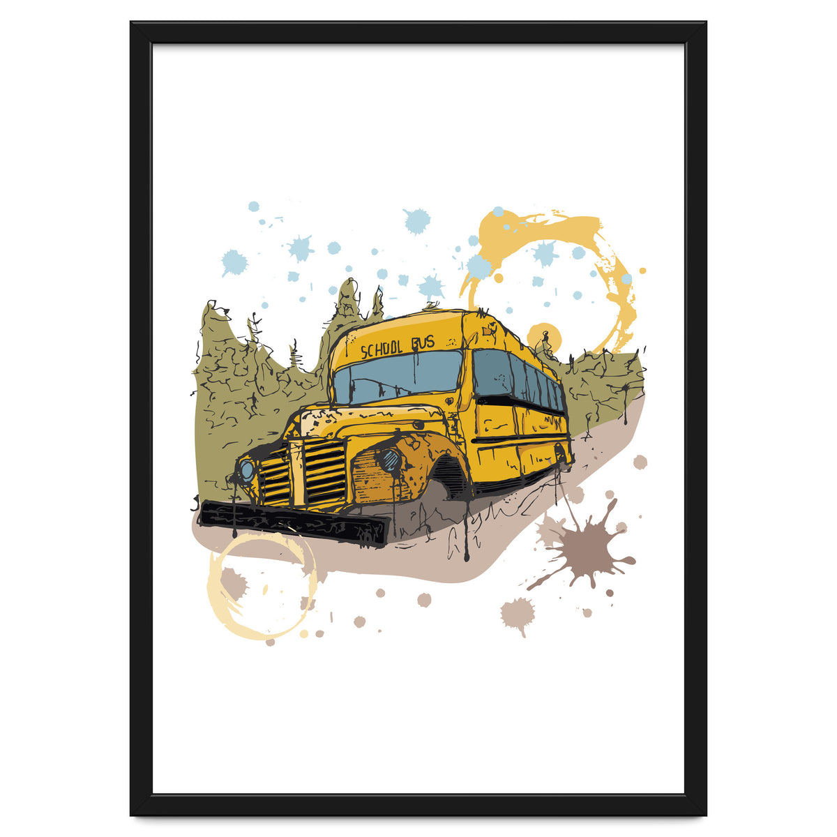 Abandoned school bus sketch