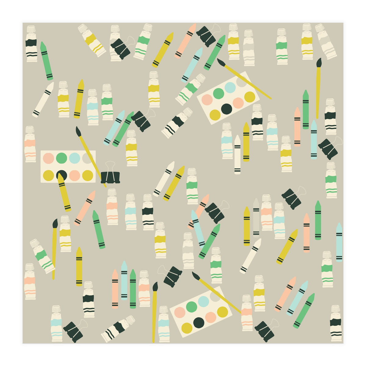 Artist pattern with crayons, watercolors and acrylic paint (Print Only)