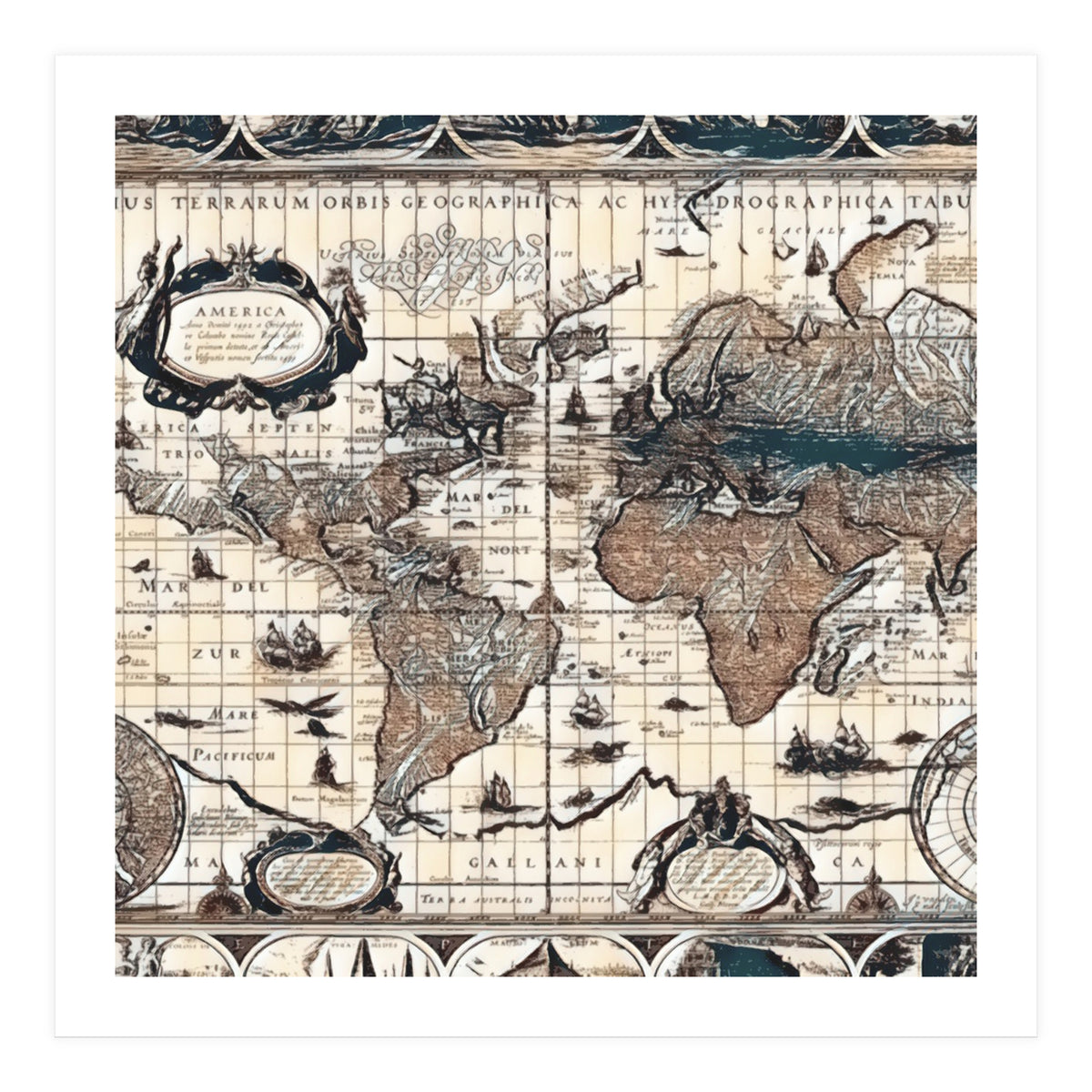 Antique Mapa Mundi revisited (Print Only)