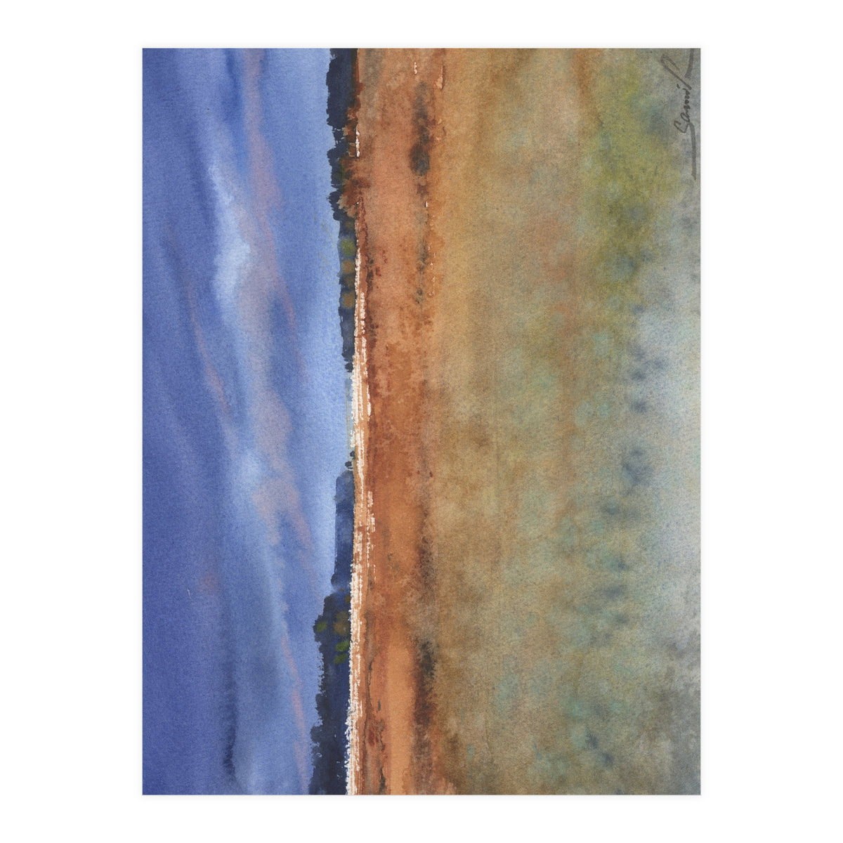landscape painting watercolor (Print Only)