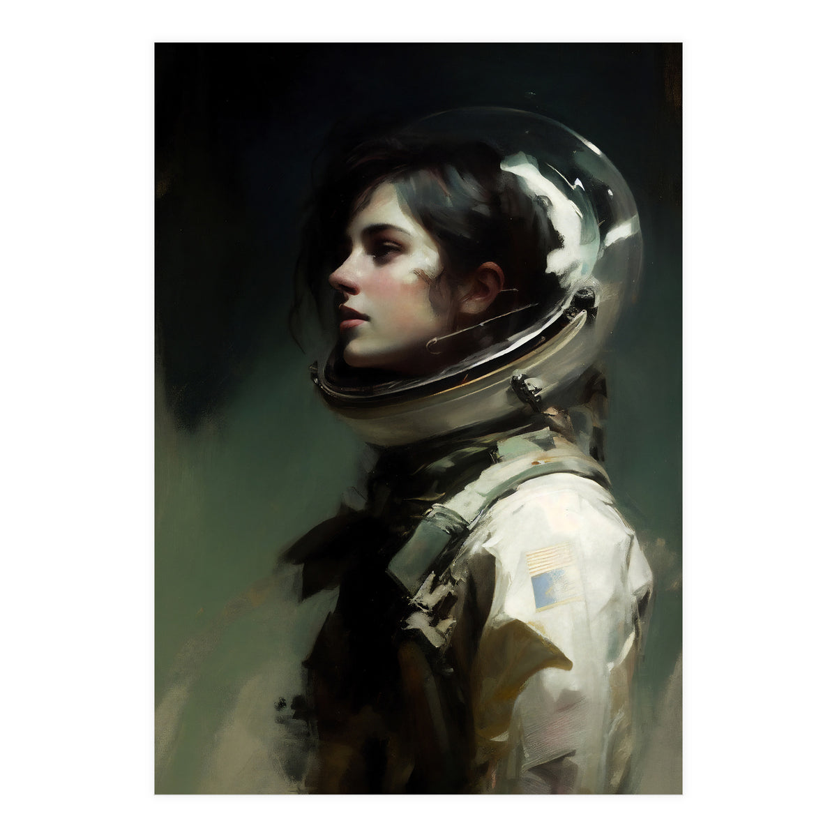 Gothic Astronaut Moody Dark Painting  (Print Only)