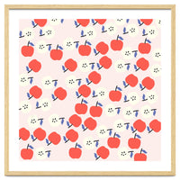 Cute Red Apples Pattern on Pink Background