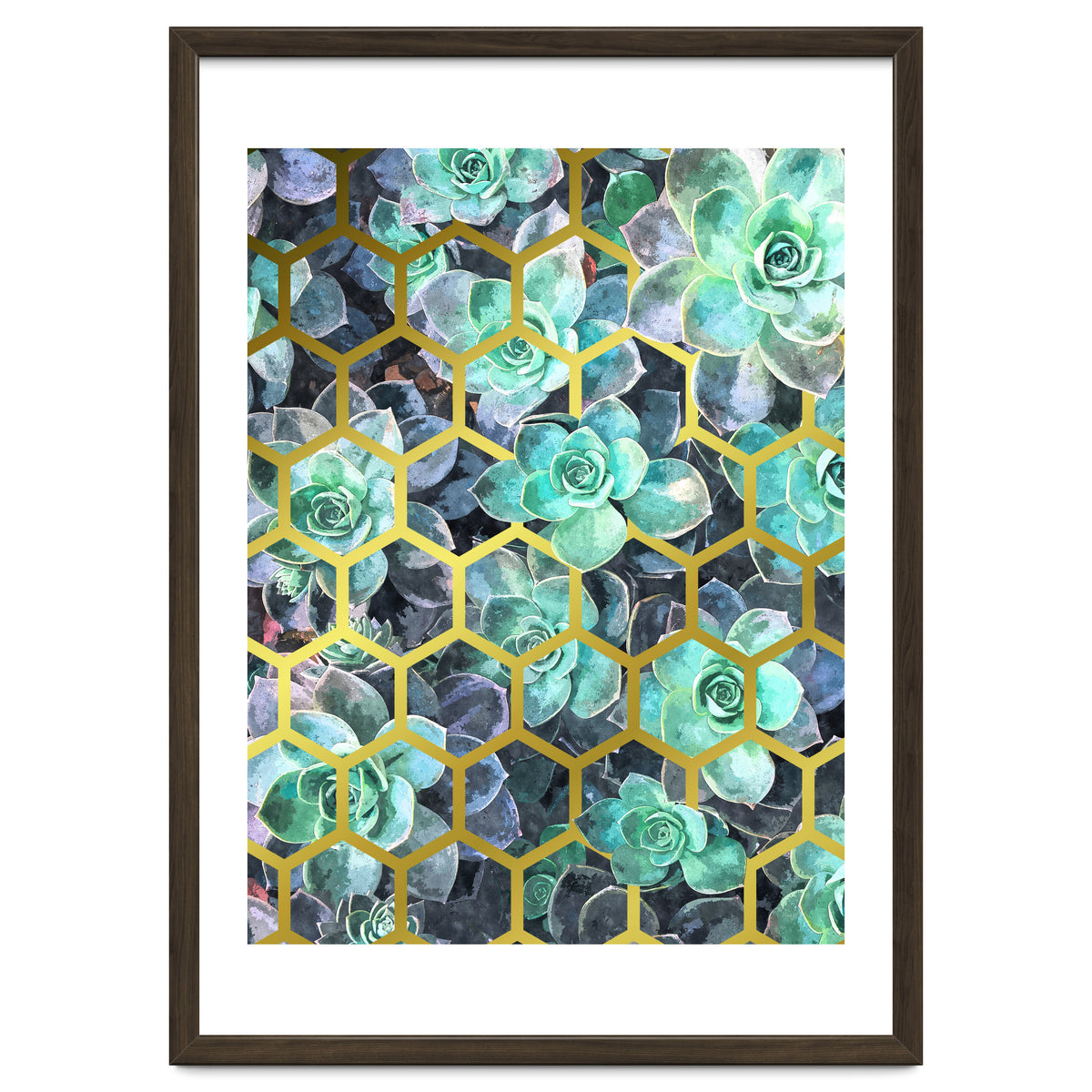Succulents and Gold Geometric