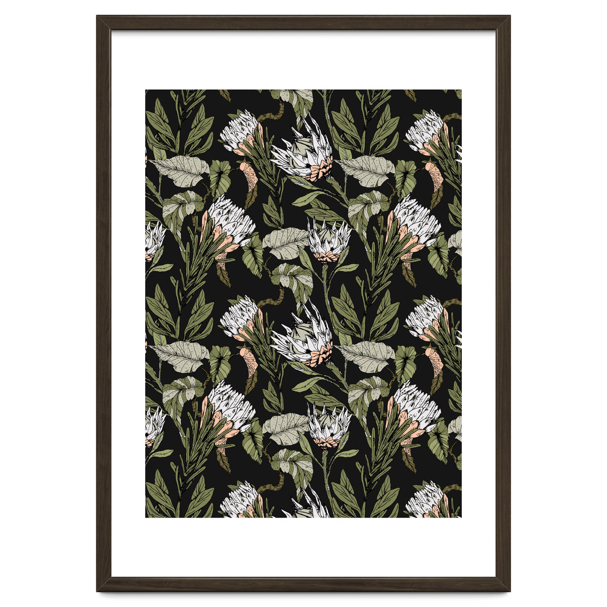 Dark pattern botanical boho