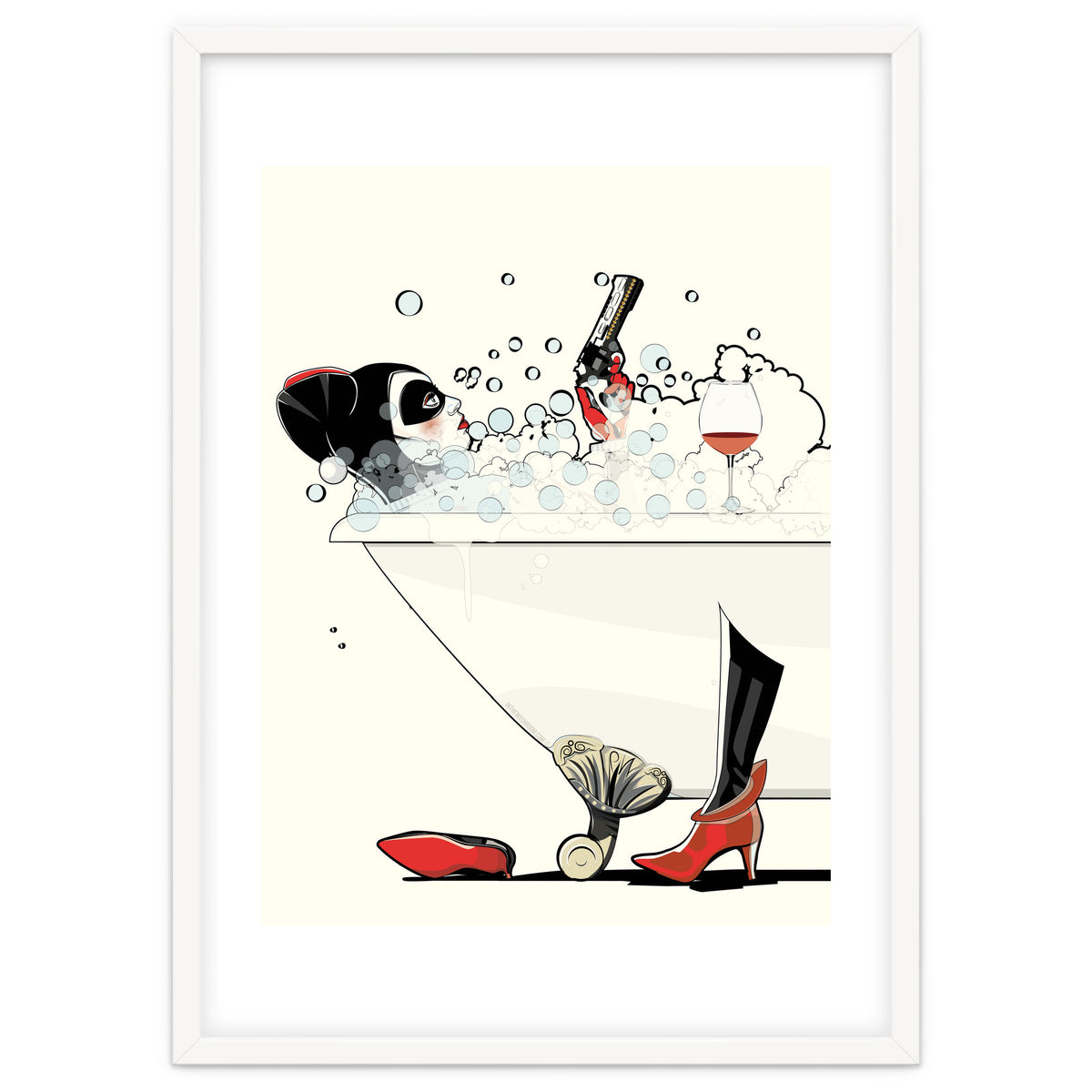 Harley Quinn in the Bath, funny Bathroom Humour