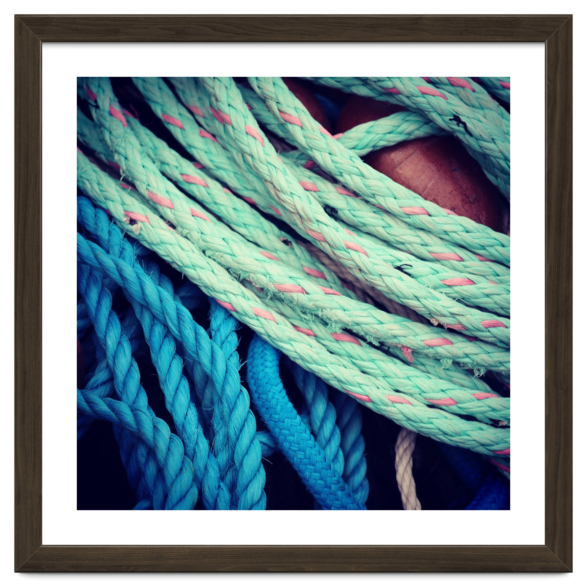 fishing ropes: blue and green