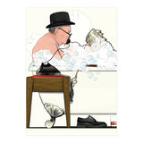 Winston Churchill in Bathtub, Funny Bathroom Humour (Print Only) thumbnail