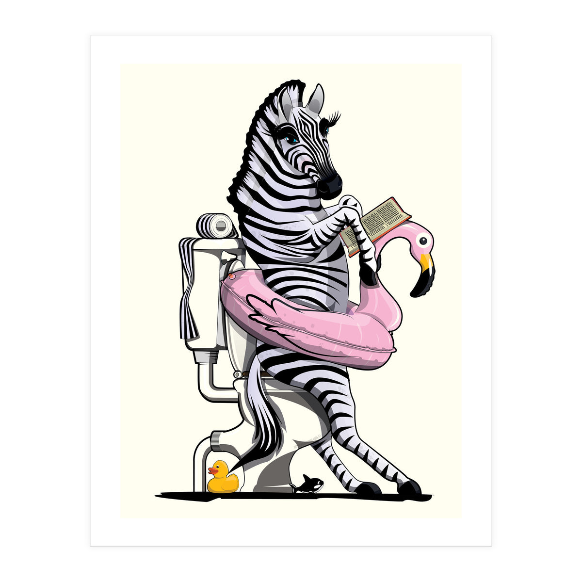 Zebra on the Toilet, Funny Bathroom Humour (Print Only)