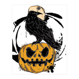 Raven over a pumpkin scribble sketch (Print Only) thumbnail