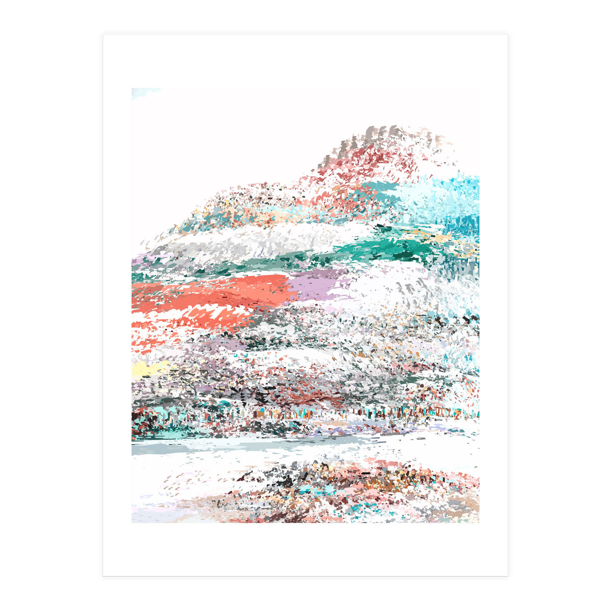 The Snow Mountain, Abstract Nature Digital Painting, Scandinavian Landscape Winter Travel (Print Only)