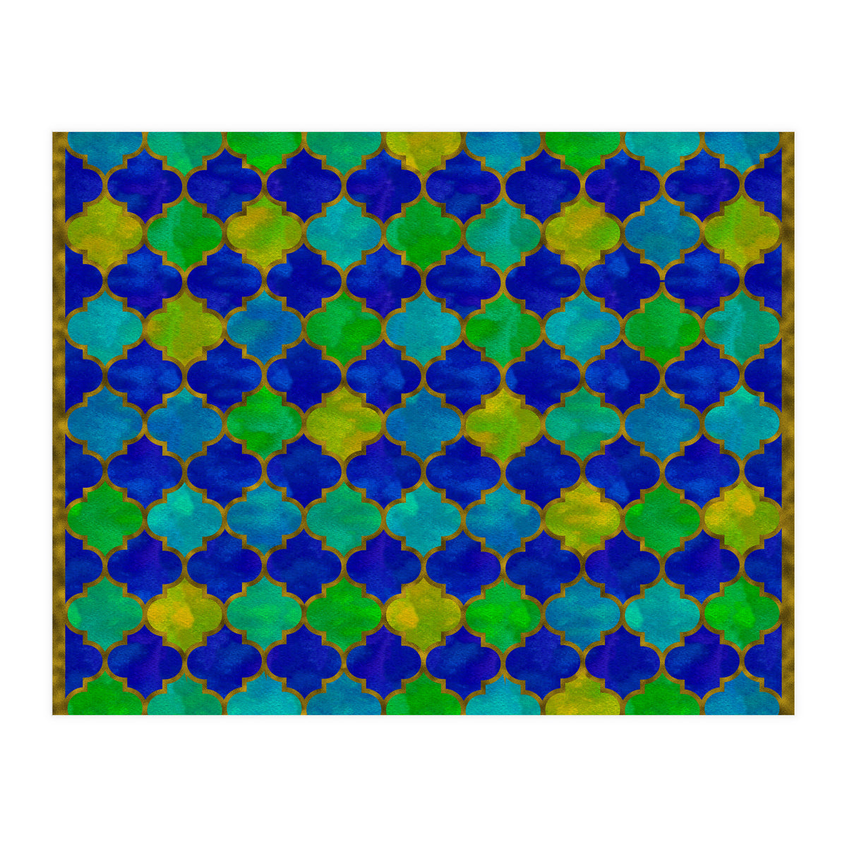 Ocean Breeze - Watercolor Moroccan Lattice (Print Only)