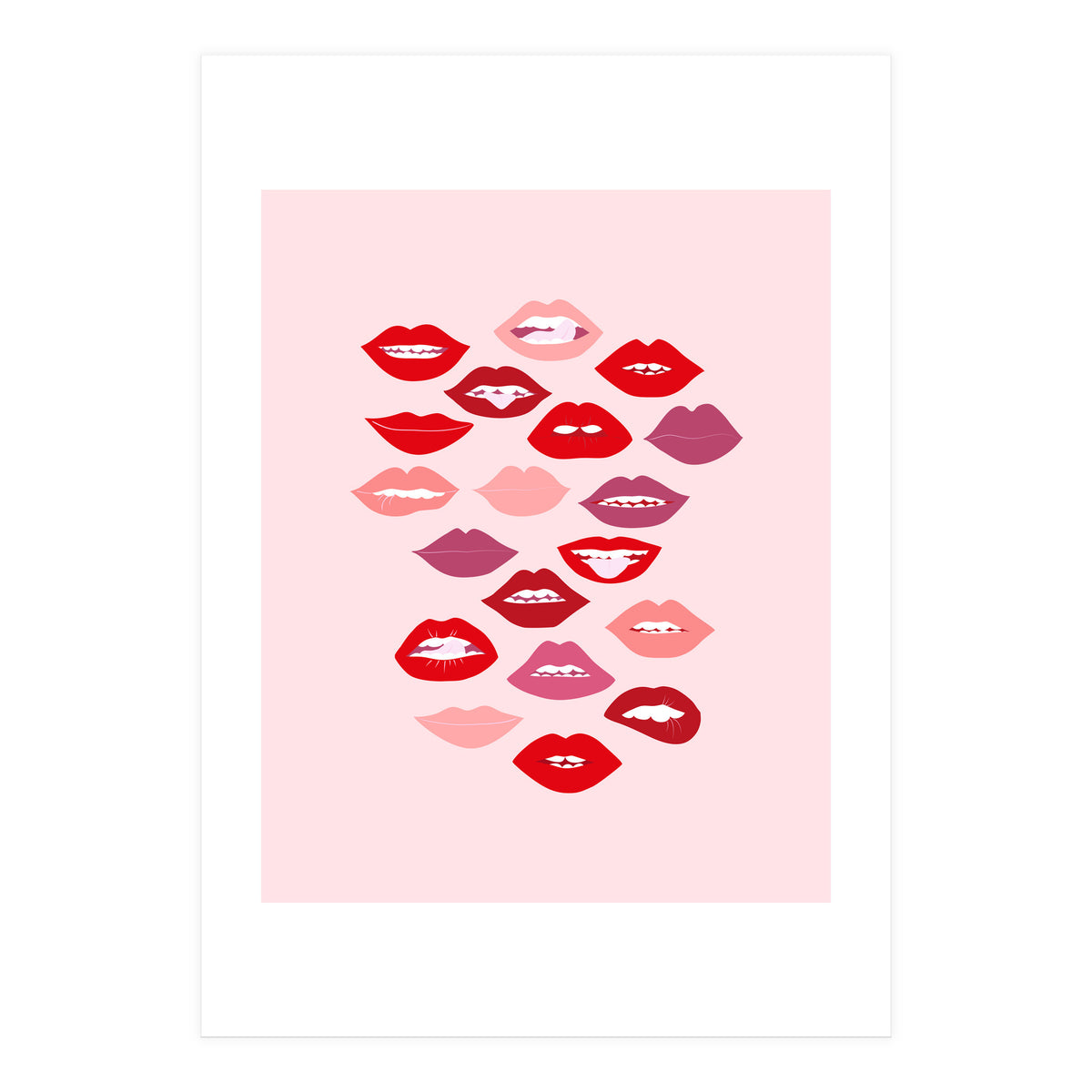 Lips Red with Pink Background (Print Only)