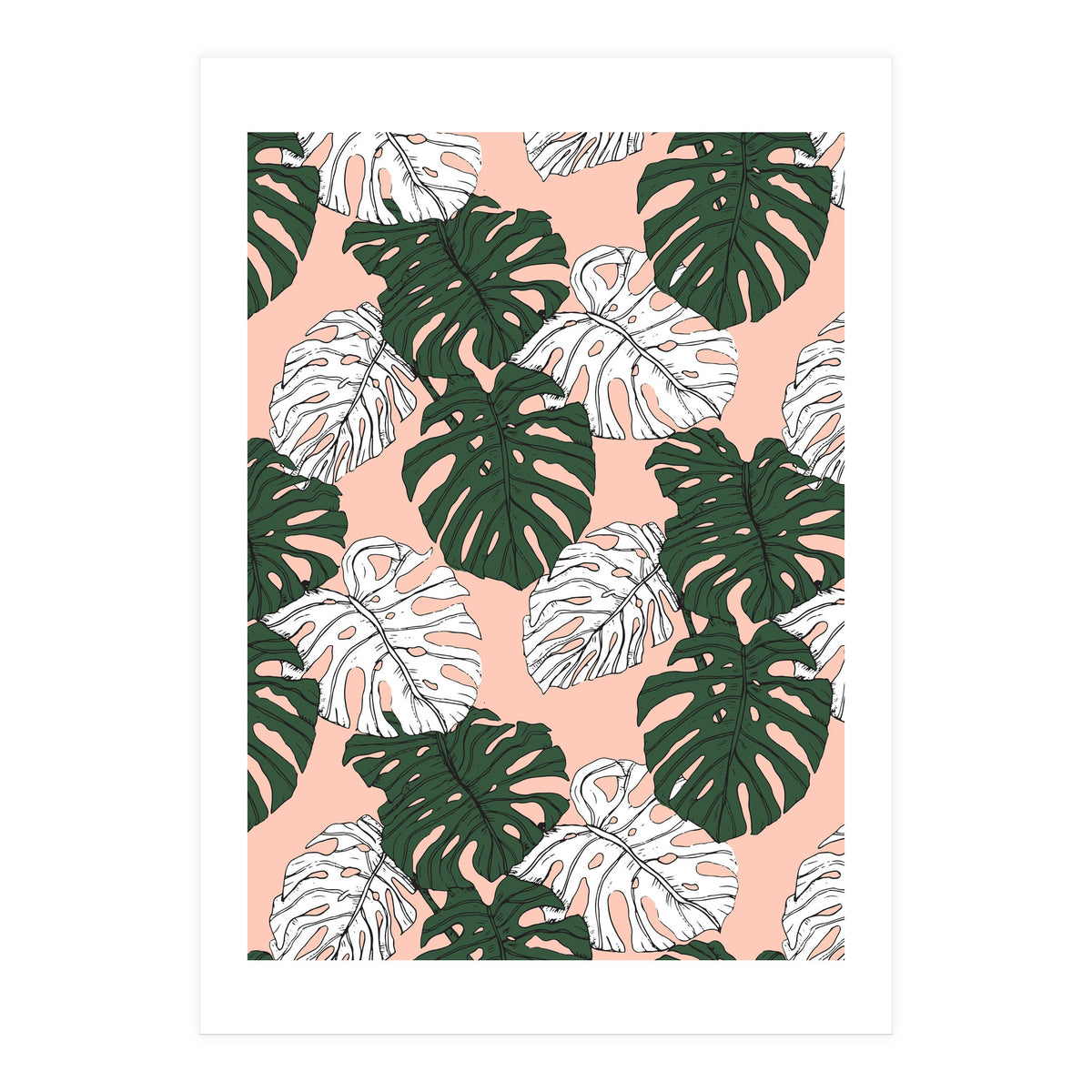 Hand drawing monstera pastel color (Print Only)