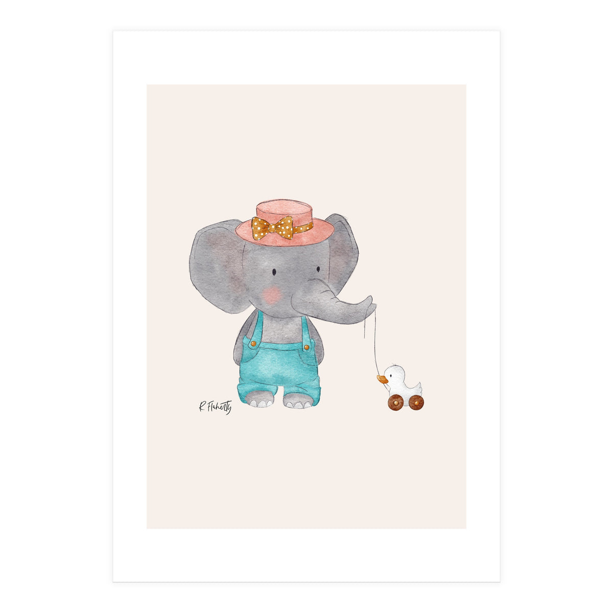 Baby Elephant And Duck (Print Only)
