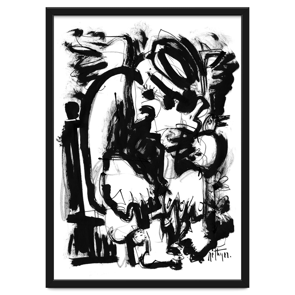 Saint With Bird - b&w