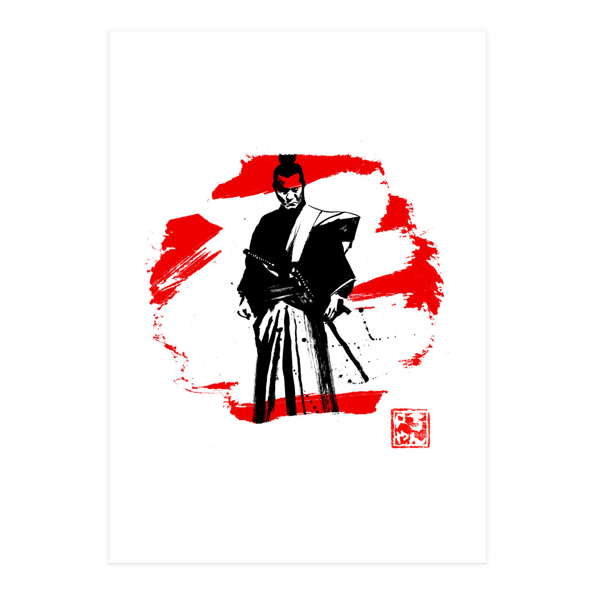 samurai in red and white (Print Only)