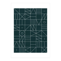 My Favorite Geometric Patterns No.8 - Green Tinted Navy Blue (Print Only)