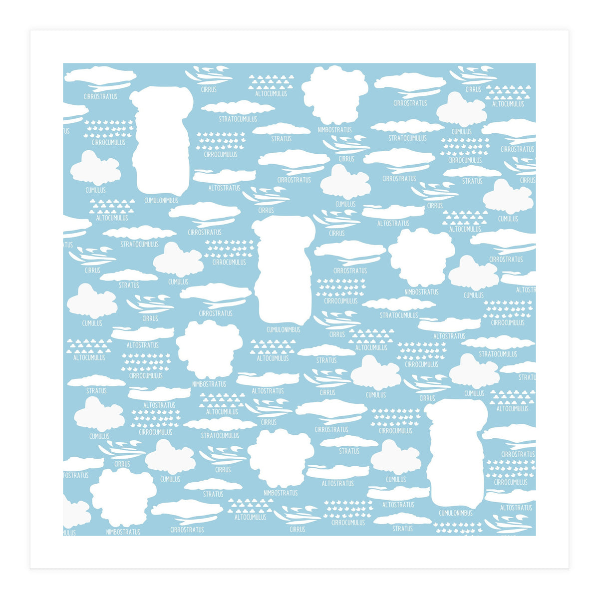 Clouds landscape on blue background (Print Only)