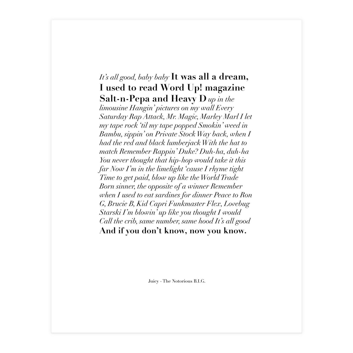 Biggie Juicy Lyrics (Print Only)