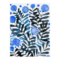 Flowers And Foliage Blue (Print Only)