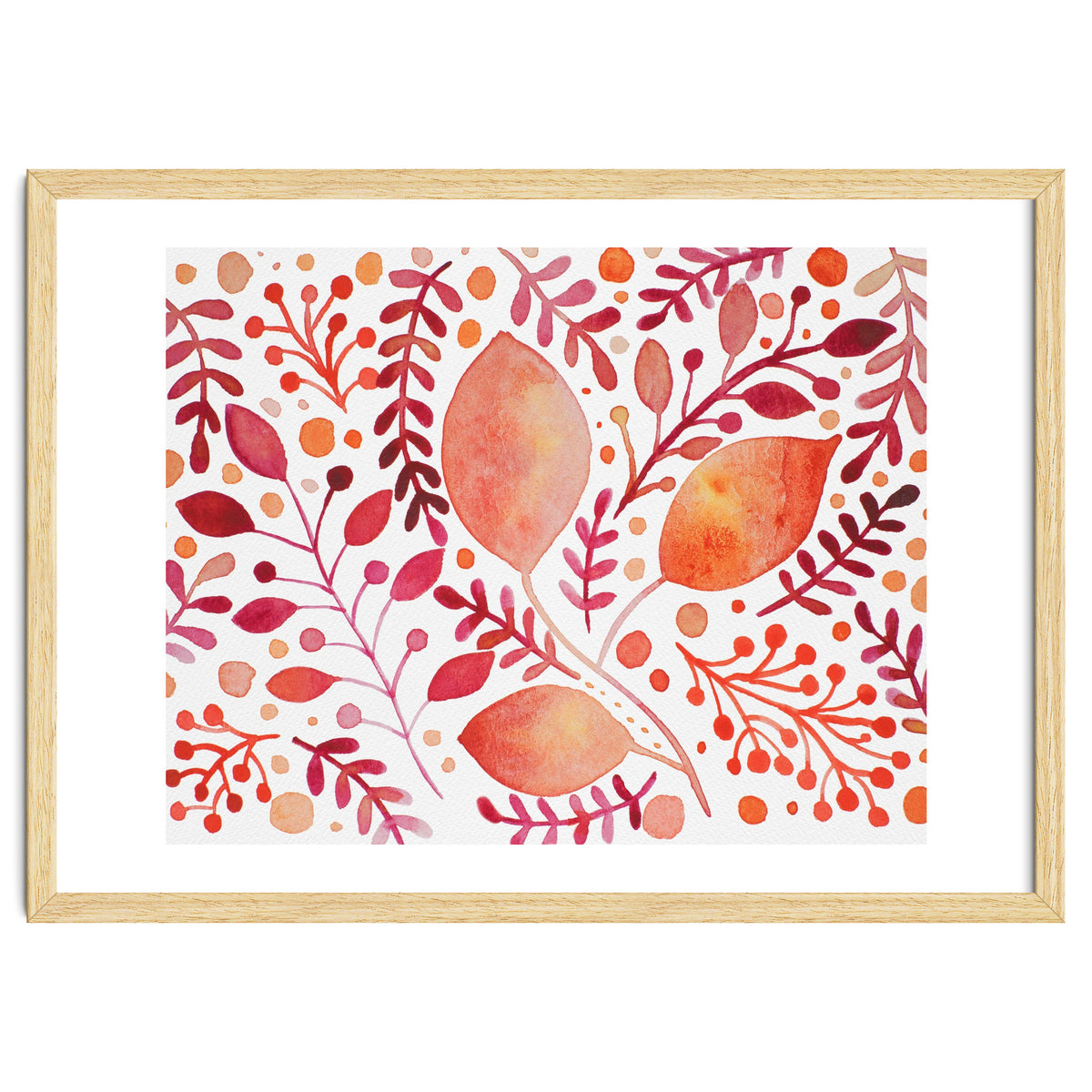 Watercolor branches and leaves - autumn palette