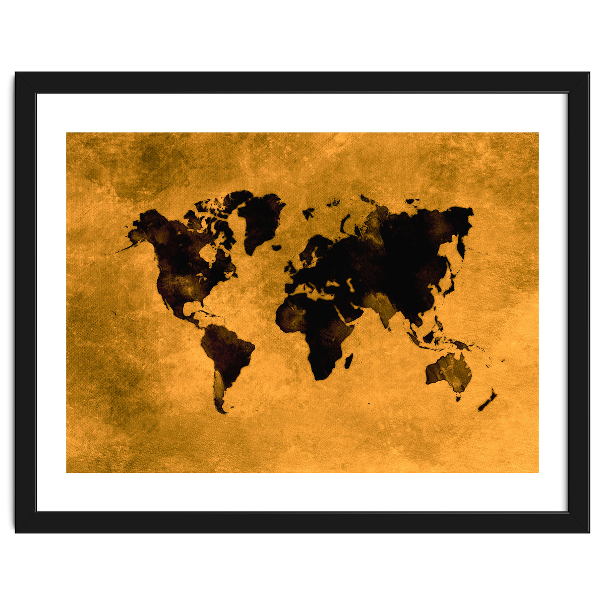 World Map black and yellow digital art